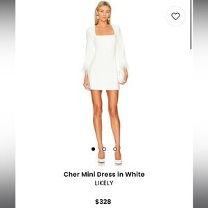 Revolve Cher mini dress with feather sleeves